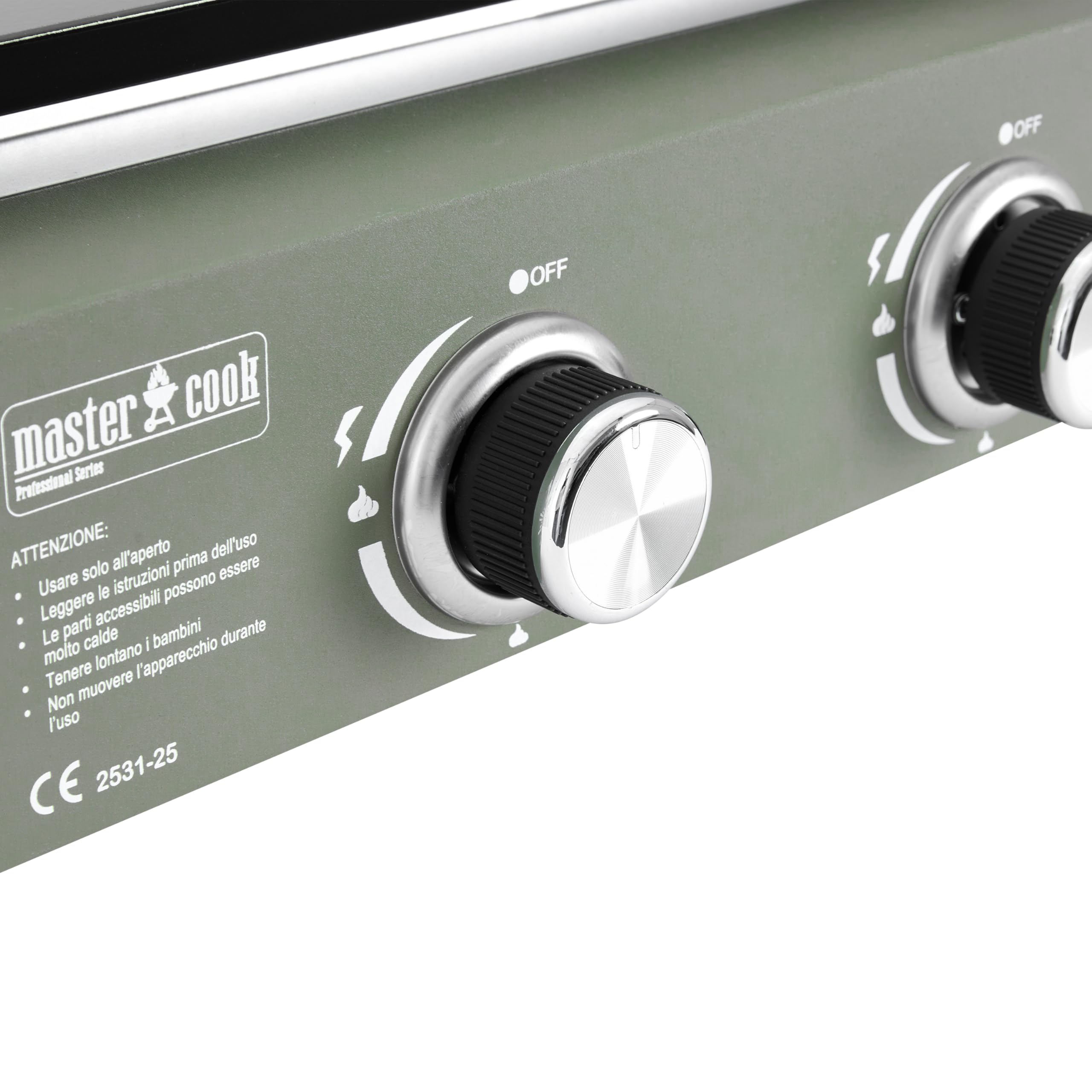 MasterCook - Piastra A Gas Professionale Da Esterno In Acciaio Inox Con 2, 3, 4 Fornelli Regolabili, Piastra A Gas Per Grigliare All’aperto In Campeggio O Giardino (Verde, 2 bruciatori)