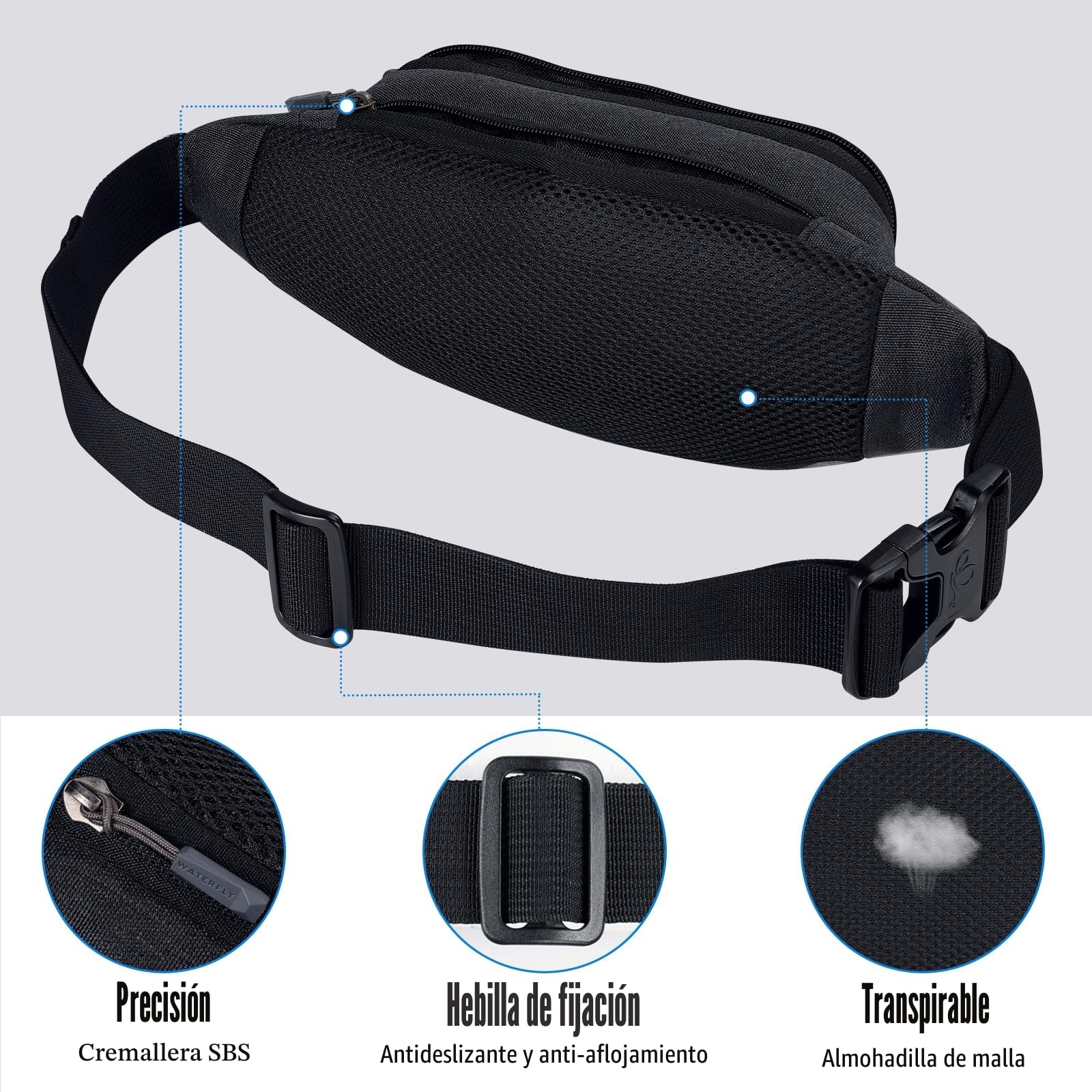 Waterfly Riñonera Deportiva con Correa Extensible