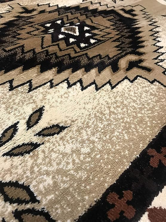Bellagio Southwest Native American Tribal 256,000 Point Area Rug Ivory Brown Beige Tan Design T9641 (5 Feet 2 Inch X 7 Feet 3 Inch)