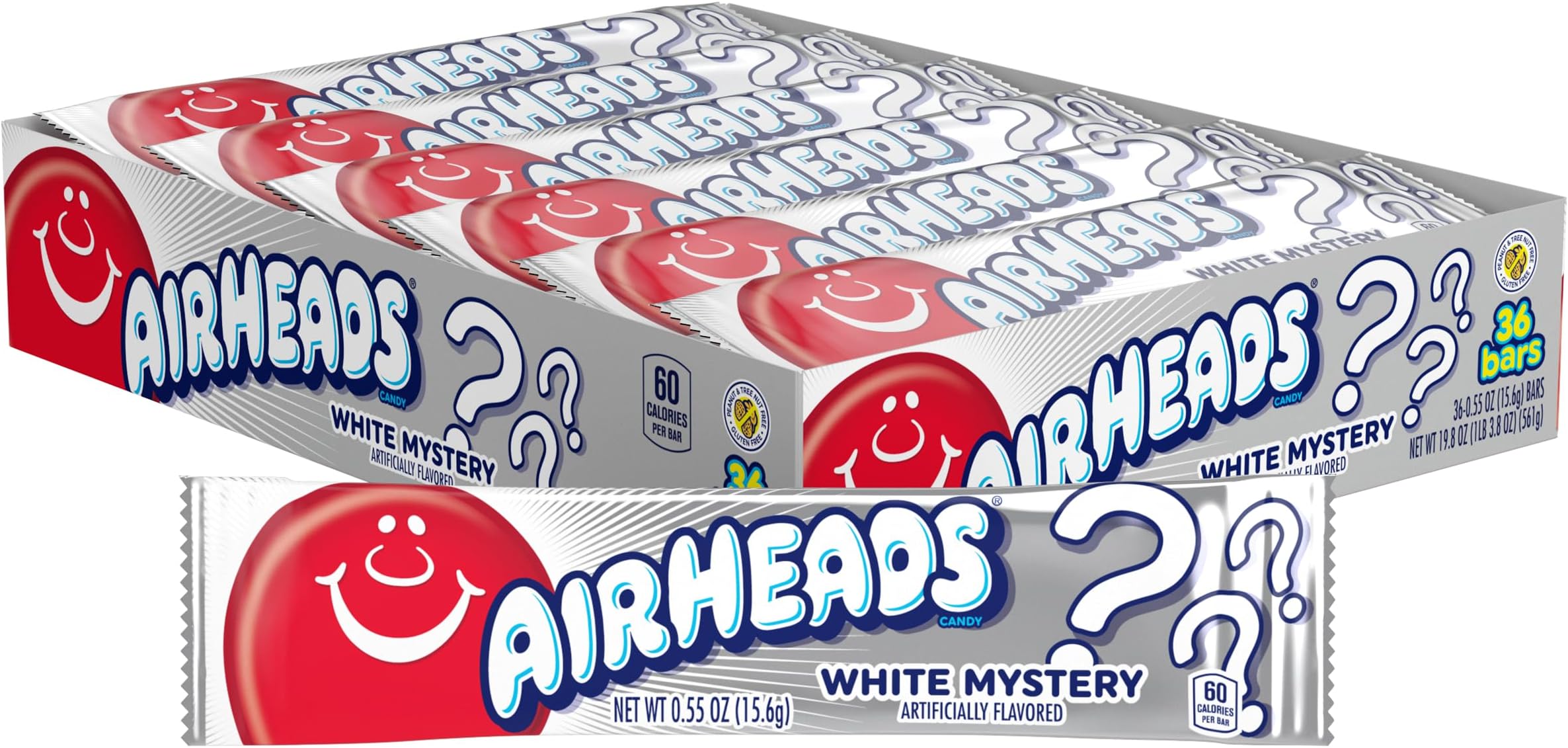 Candy, Individually Wrapped Full Size Bars, White Mystery, Bulk Taffy, Non Melting, Party, 0.55 oz (Pack of 36)