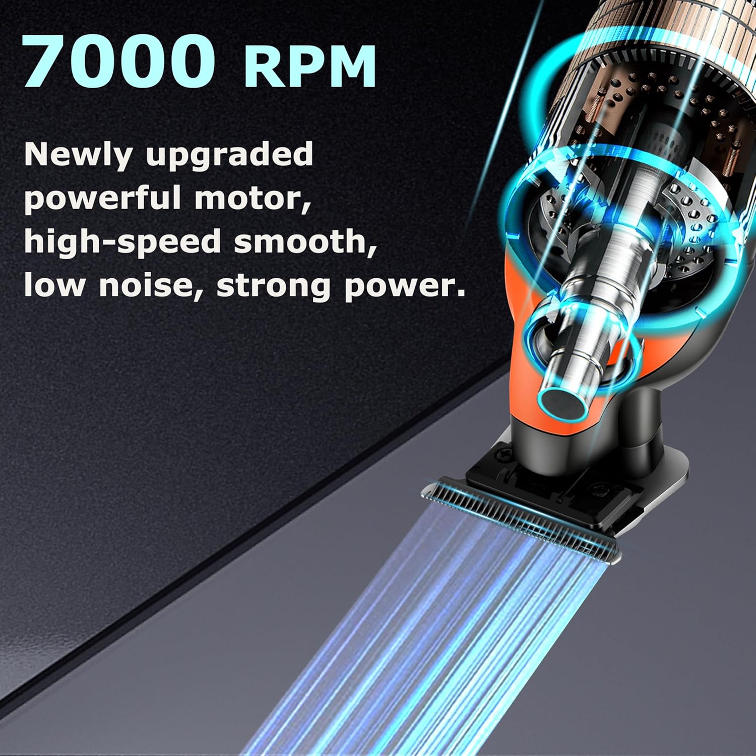 KEMEI 2293 Hair & Beard Trimmer for Men with LED Display, Zero Gapped Trimmers for Barbers, Cordless Hair Clippers with T Blade, Orange - Image 2