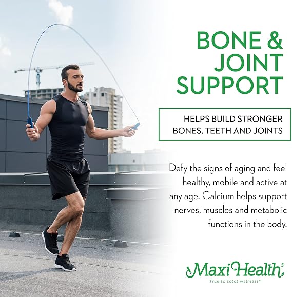 Maxi Health 500 mg Calcium Supplement with Vitamin D3 (1000 IU) and Magnesium (500 mg) - Bone, Teeth and Joint Support for Men and Women - 240 Tablets
