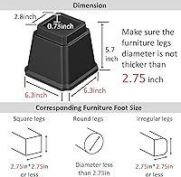 Vista 4 de Elevadores de cama resistentes de 5 pulgadas, juego de 6 elevadores de hasta 3,000 libras, elevadores de muebles para sofá y mesa, color negro