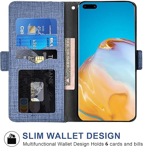 Miniatura 4 de Asuwish Funda para teléfono Huawei P40 Pro con protector de pantalla de vidrio templado y correa para la muñeca, soporte para tarjeta de crédito,