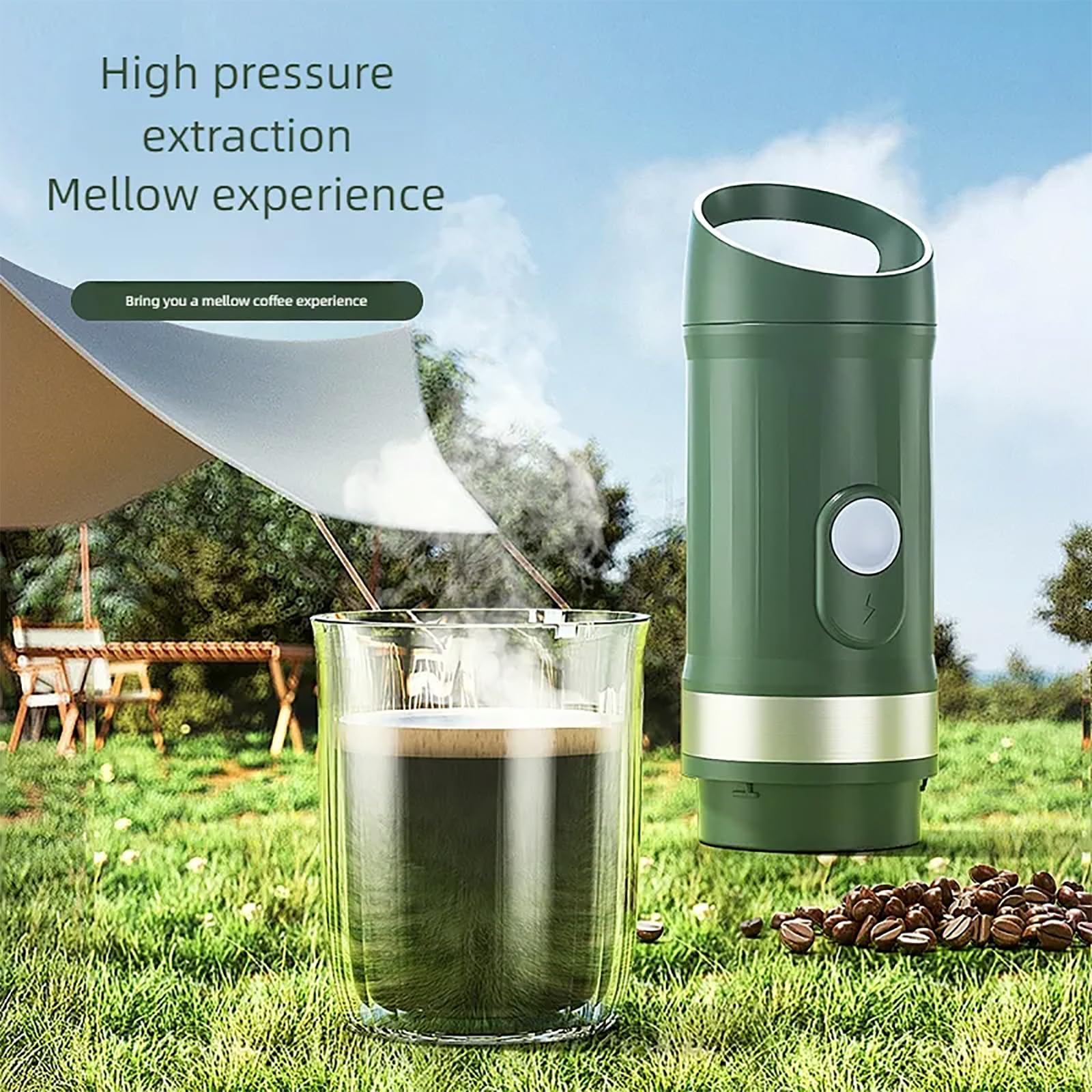 Máquina De Café Expreso Eléctrica Portátil, Mini Cafeteras De Viaje para Acampar con Cartucho De Café En Polvo, Funcionamiento En Modo Dual, Uso para Viajes Camping Oficina