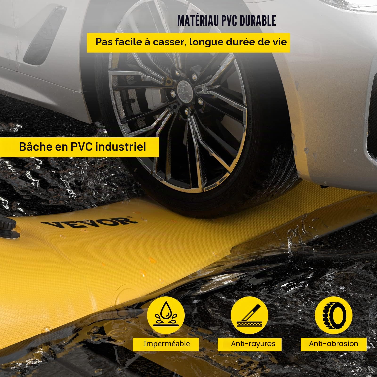 VEVOR Sac d'inondation, Tubes de dérivation d'eau en PVC réutilisables, légers avec Un Excellent Effet imperméable, utilisés pour Les Portes, Les garages, Jaune