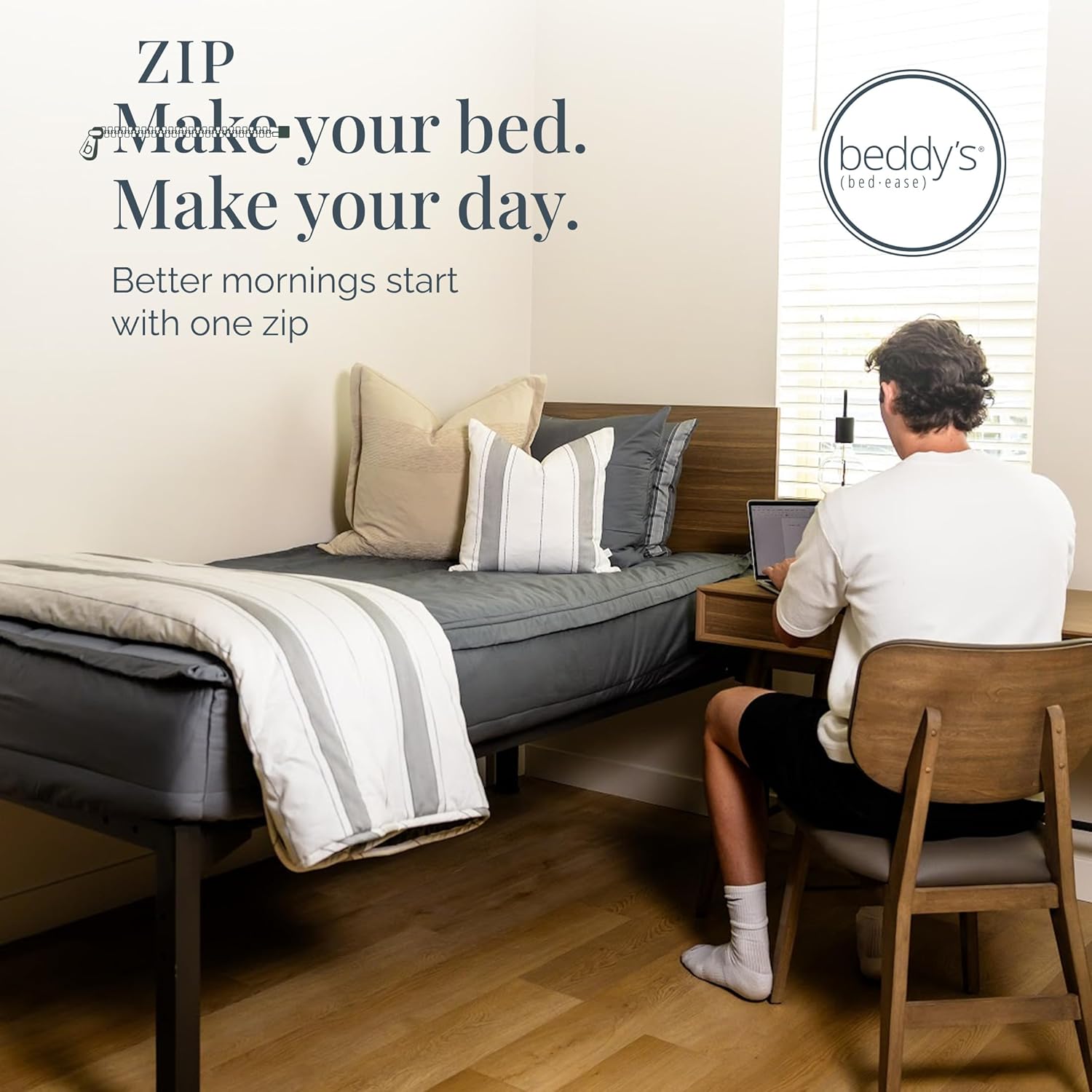 Beddy's All in One Bed in a Bag Zipper Bedding Set, Bottom Sheet, Cuddle Blanket, Comforter, Pillowcase(s) & Sham(s), Minky Interior Sheets with Comforter, Zip Bedding for Dorms, Bunks, Kids & Adults