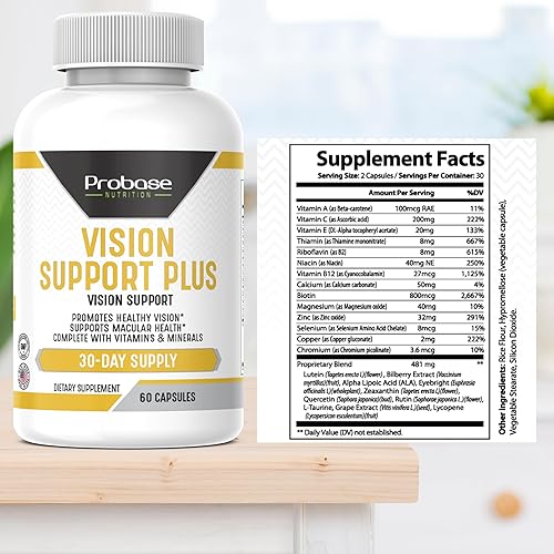 Miniatura 5 de Probase Nutrition Vision Support Plus 60 cápsulas de suministro para 30 días
