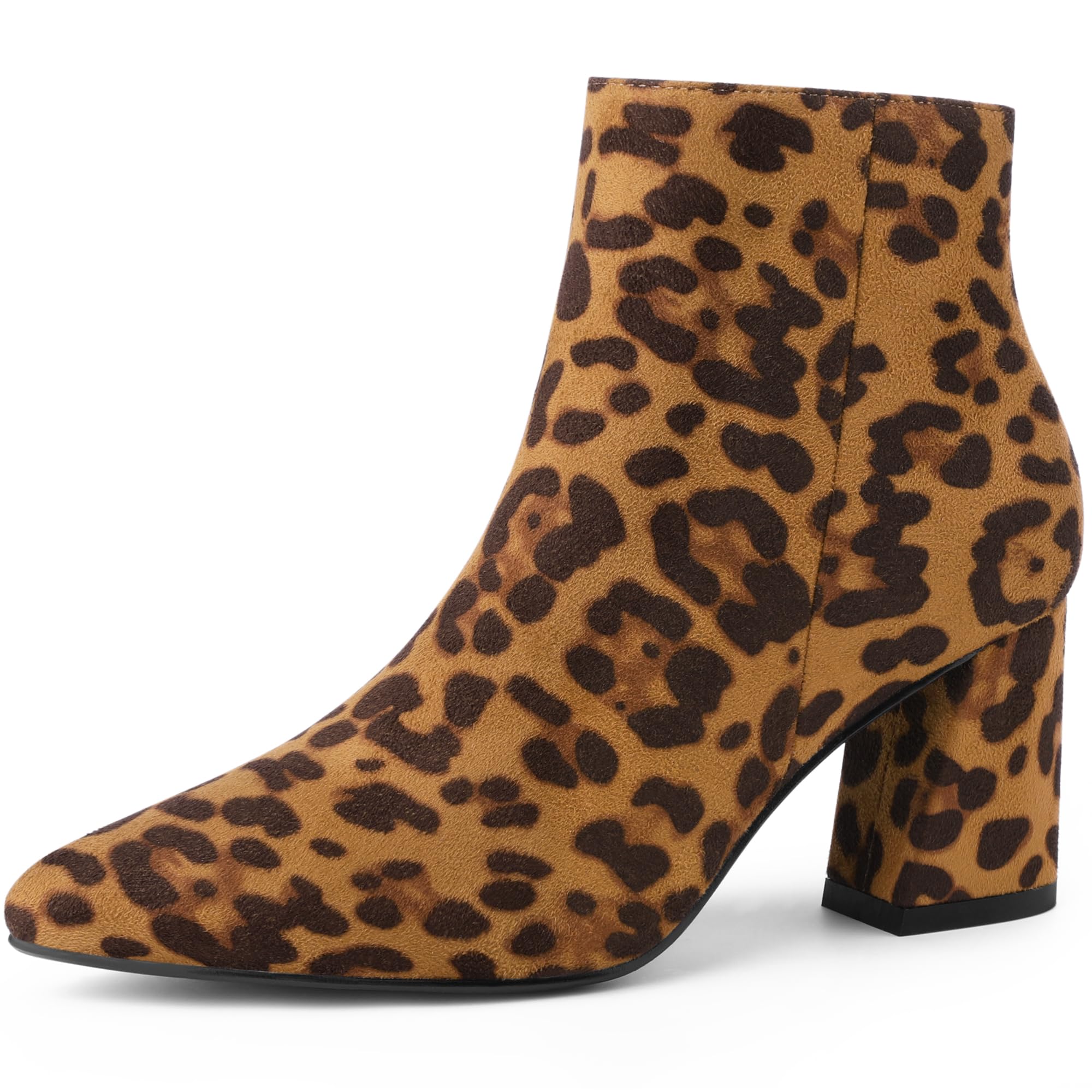 Allegra K Womens Pointy Toe Side Zip Chunky Heels Ankle Boots