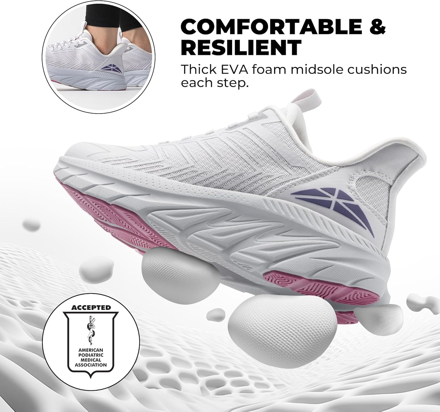 Women's Slip On Walking Shoes Running Comfortable Tennis Breathable Non Slip Athletic Gym Workout Cross Training Fashion Sneakers - Image 3