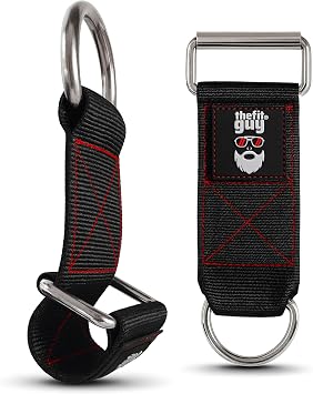 THEFITGUY Dumbbell & Barbell Loading Straps | Attachment Straps for Dips, Pullups, Squats | Ultra Strong, Heavy Duty & Secured | Attach any Dumbbell & Barbell to any Dip Belt | 8 & 6 Straps Included