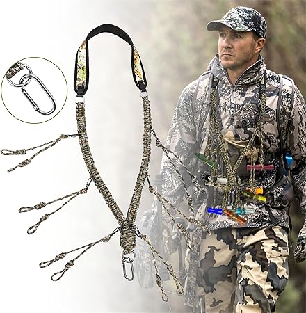 Duck Call Lanyard, Duck Whistle Hunting with 12 Removable Loops, Duck Calls for Hunting Camo Woven Duck Hunting Accessories with Drops Secures 6 Call, Outdoor Predator Gear Gift for Hunter