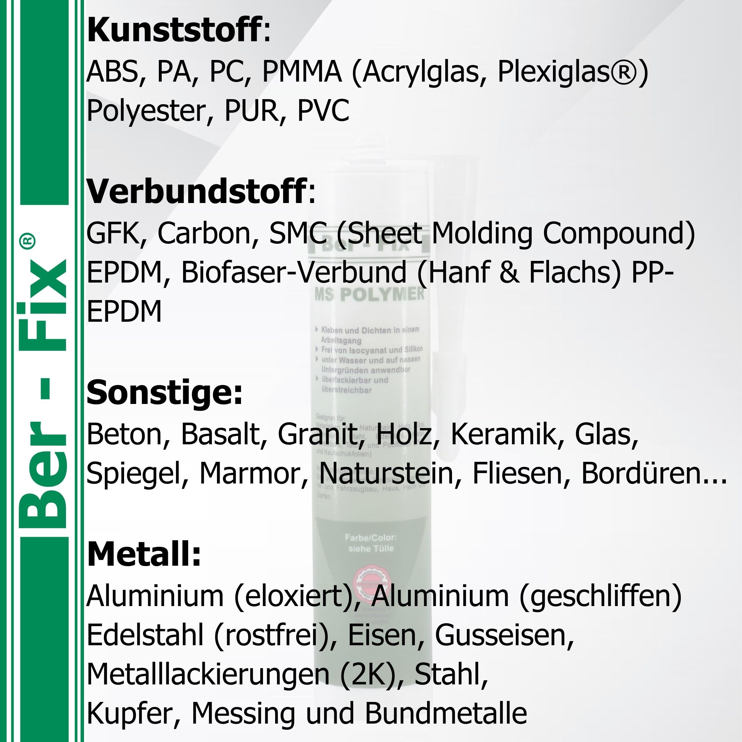 Ber-Fix® MS Polymer Transparent 3 x 290 ml – Glaskleber & Dichtstoff | Drei Kartuschen für zusammenhängende Projekte; auf geeigneten feuchten Flächen verarbeitbar und für bewegte Bauteile.