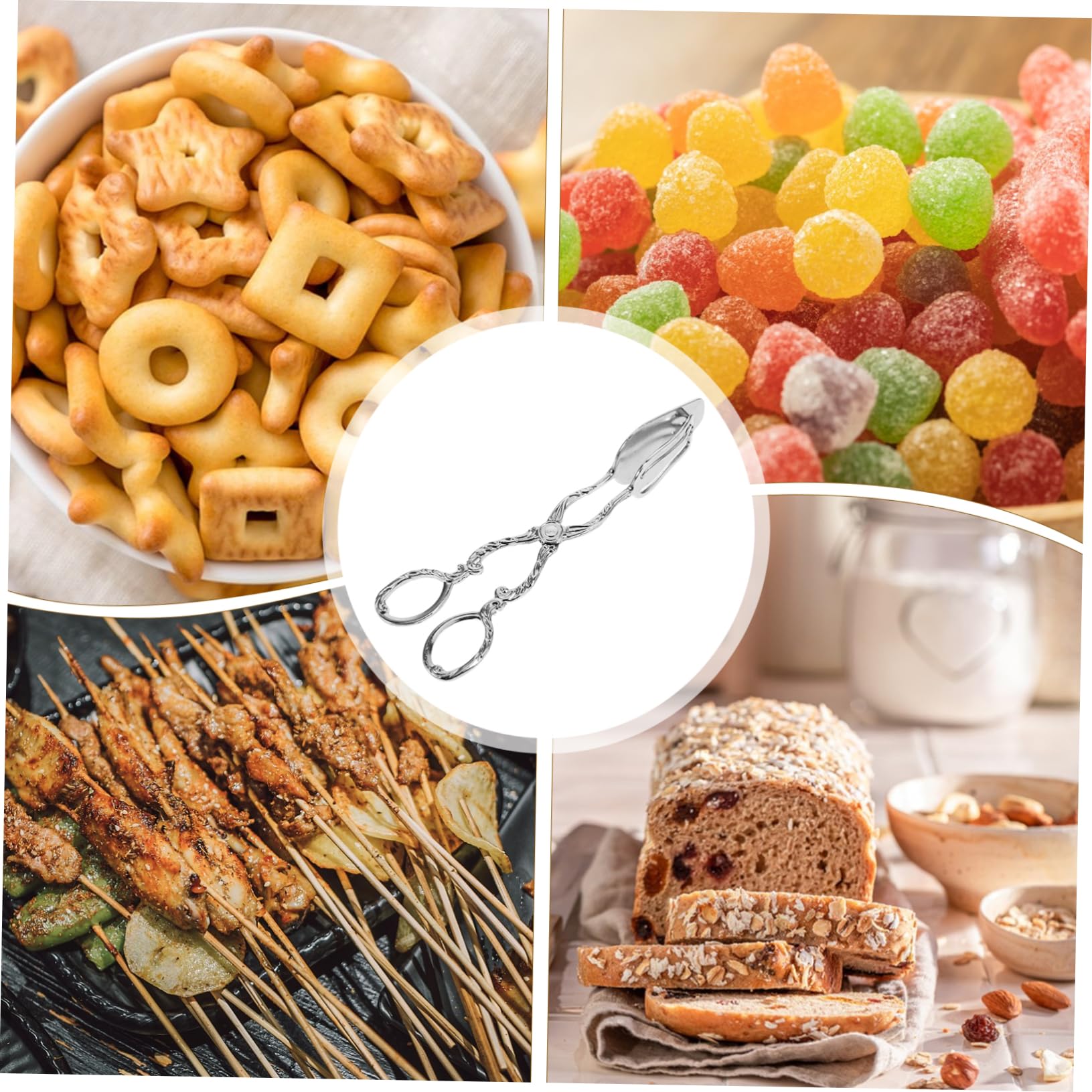 4 Piezas Pinzas para Servir Comida Europeo Vintage Resistentes y Antideslizantes para Buffet Cocina Panadería y Barbacoa