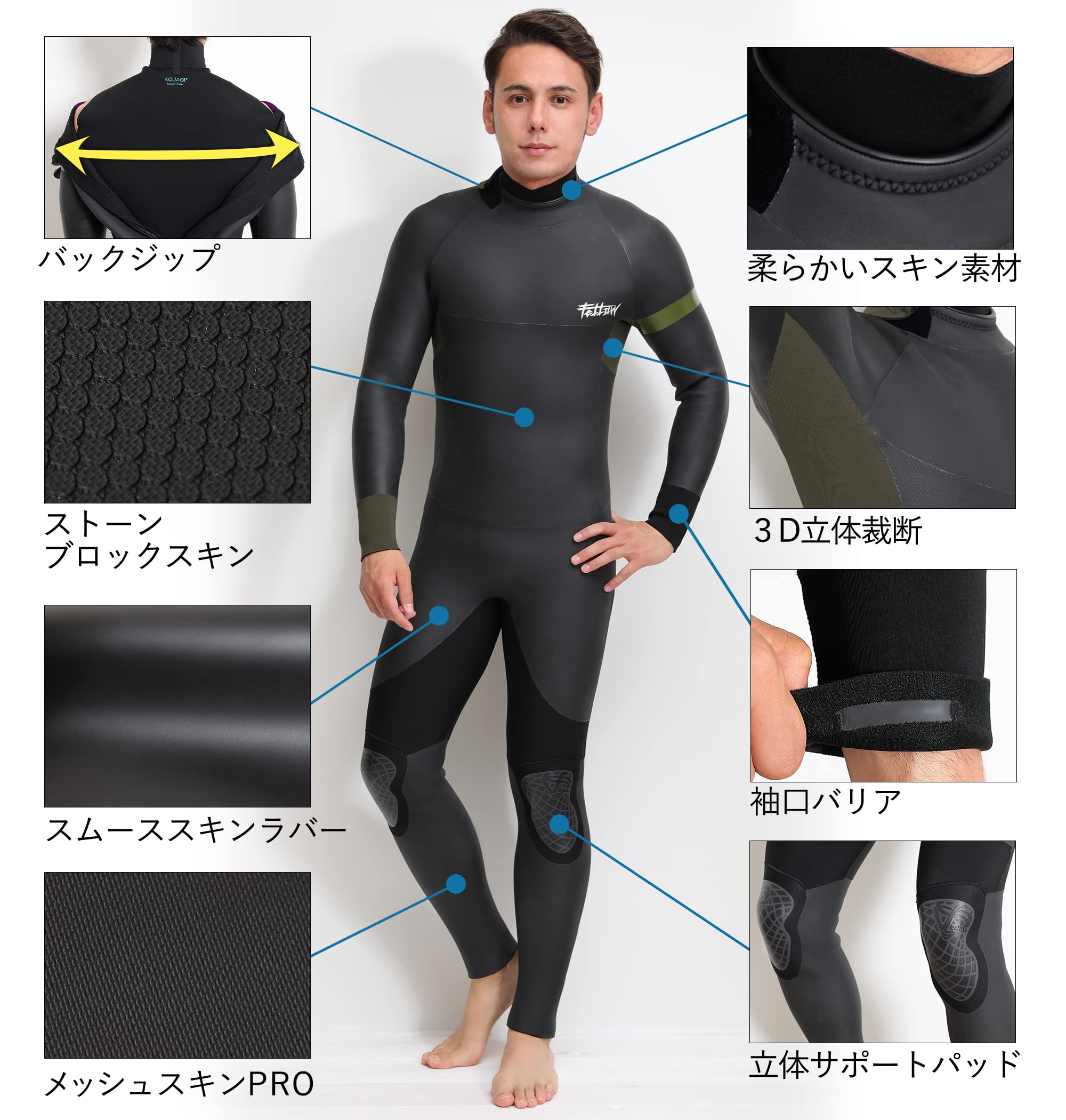 Fellow Surf セミドライウェットスーツ ブラック Amazon | FELLOW セミドライ ウェットスーツ バックジップ 5mm 3mm