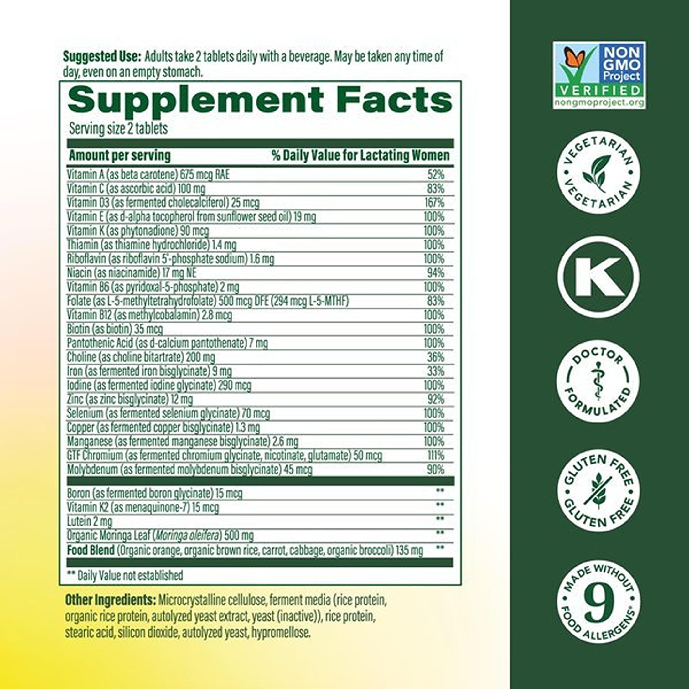 MegaFood Baby & Me 2 Postnatal Vitamins for Women with Moringa, 60 Tablets — Amazon image 3