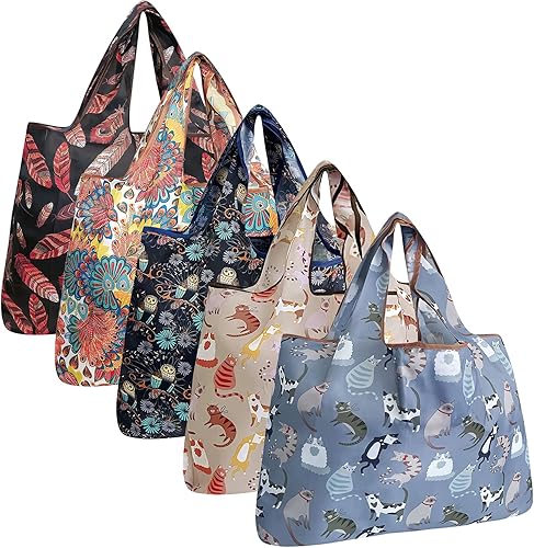 allydrew Bolsas grandes plegables de nailon reutilizables paquete de 5