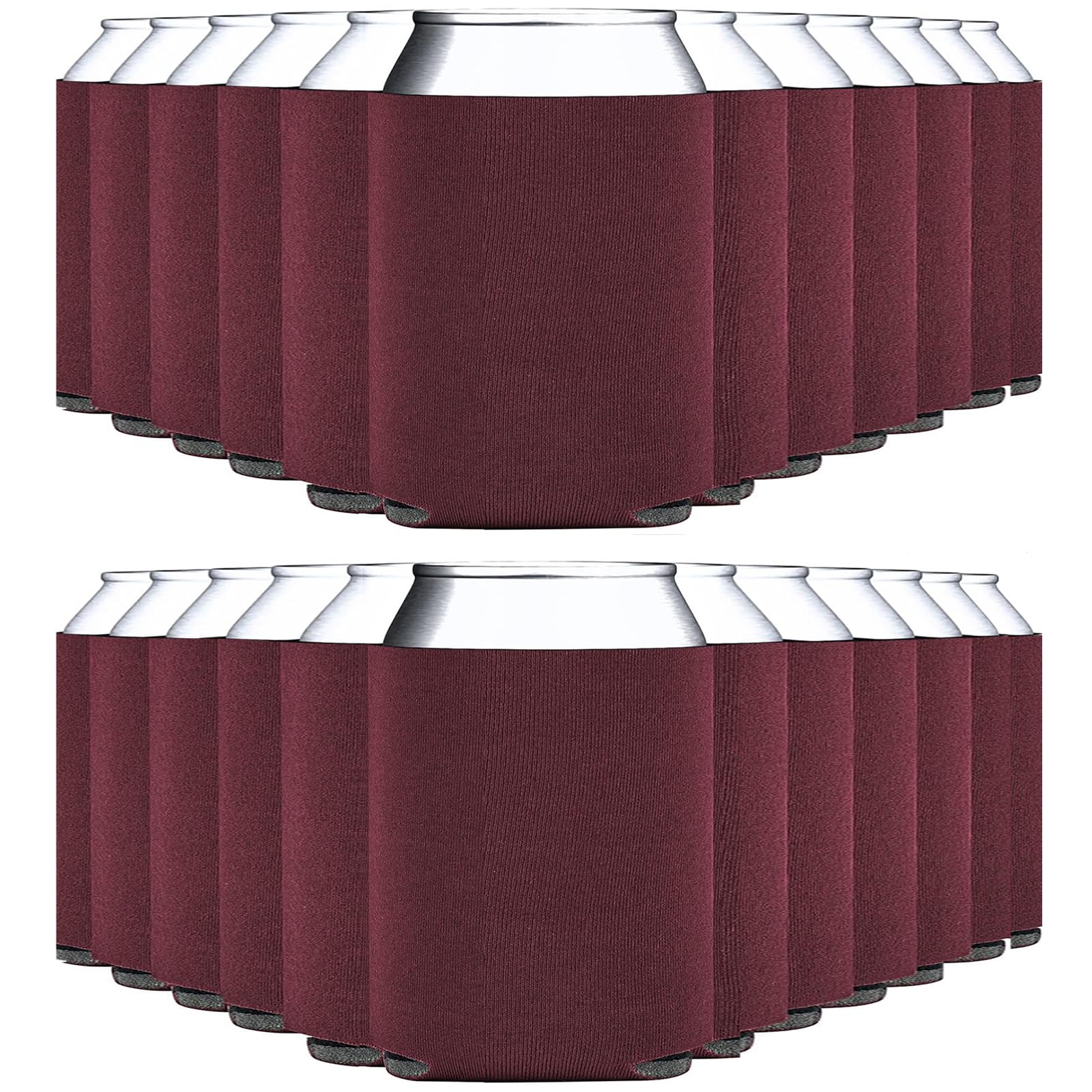 WhaleSiper 25-Pack Maroon Blank Beer Can Cooler Sleeves, Collapsible Foam Insulated Can Sleeves for 12oz & 16oz Soda, Beer & Water Bottles, HTV &