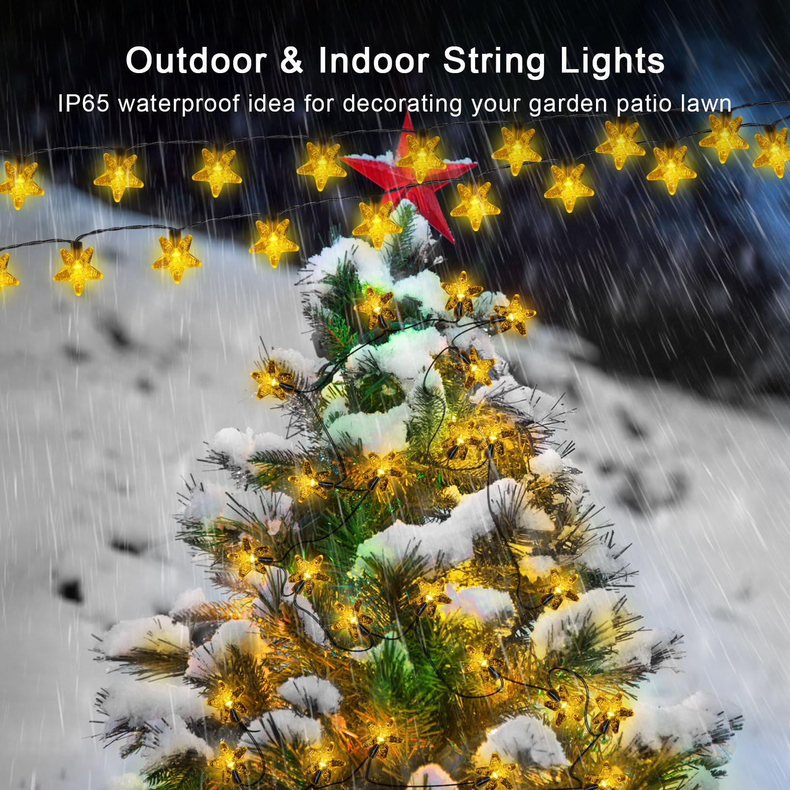 Guirlande Lumineuse Solaire Extérieur LED Fleurs 40 LED - 8 Modes Blanc Chaud Pour Jardin Et Fêtes