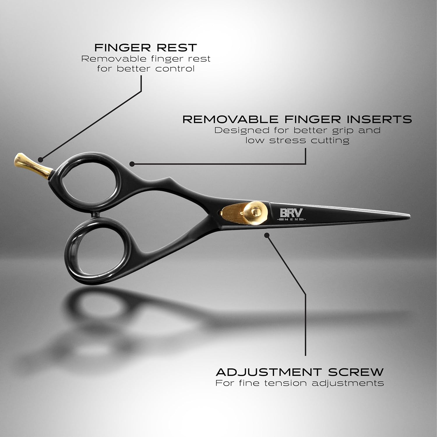LEFT HANDED Razor Sharp Mustache & Beard Scissors - 5.5" - 100% High Carbon Stainless Steel - Facial Hair Trimming Shears (LEFT HANDED - Black)