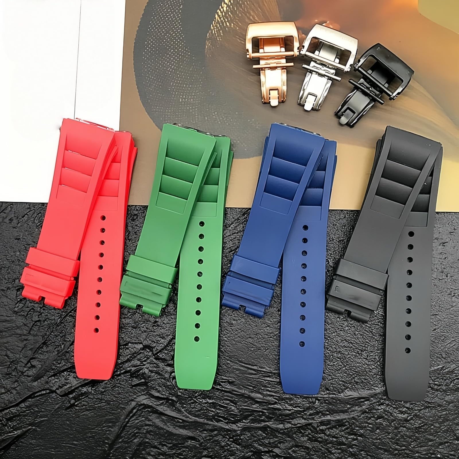 25mm Wodoodporny Silikonowa Bransoleta Żegarka Rękowego Miękki Gumowy Pasek Zegarka dla RICHARD MILLE RM11-03