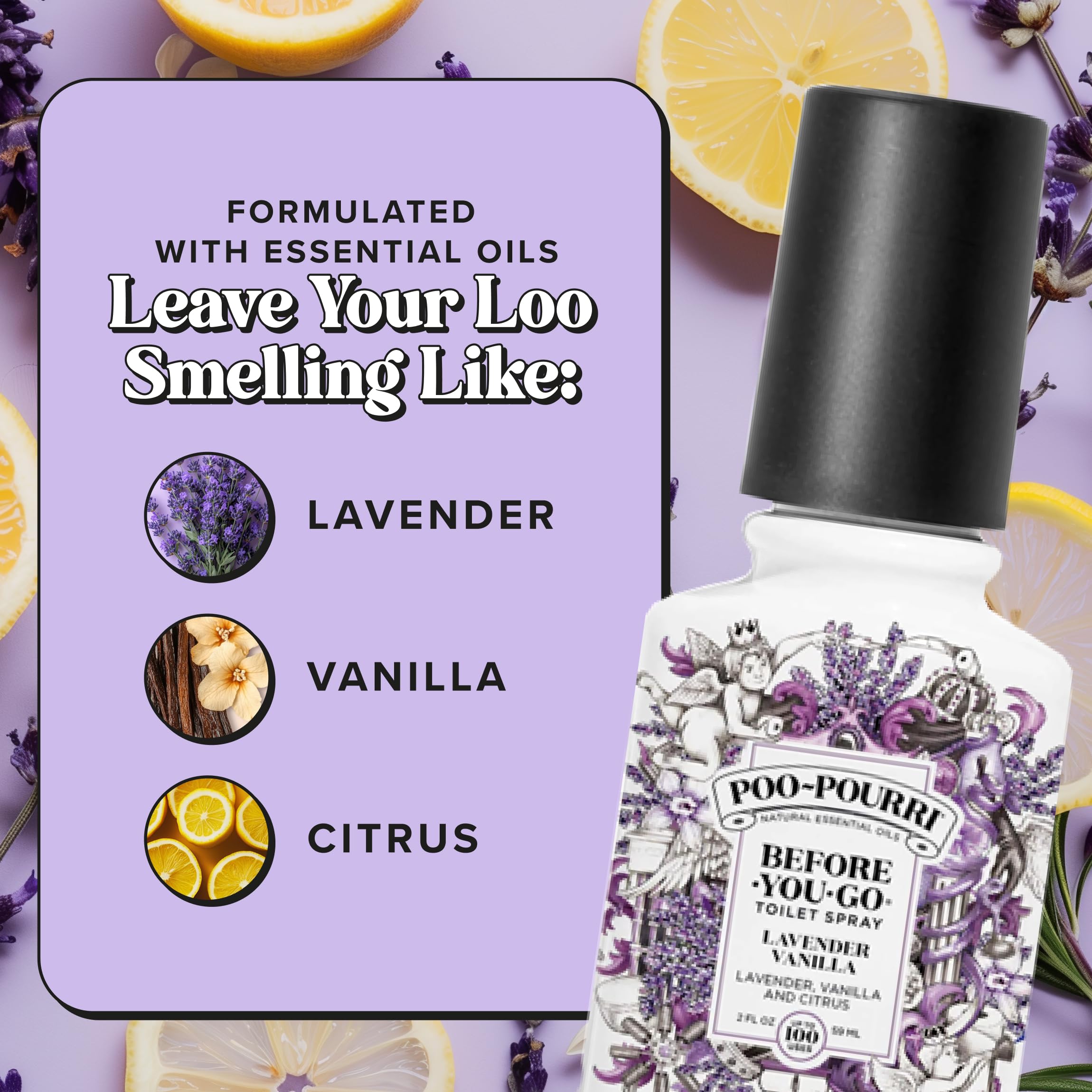 Poo-Pourri, Before You Go Toilet Spray, Paraben Free, Alcohol Free and Non Aerosol, Lavender Vanilla Scent 2oz