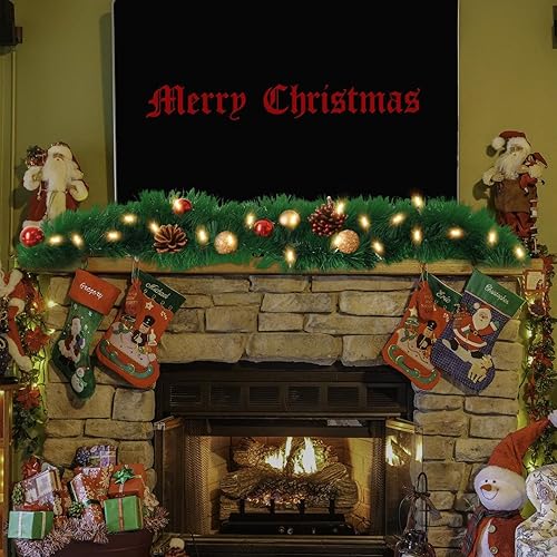 Miniatura 6 de Decoraciones de Navidad, guirnalda de oropel de Navidad verde de 16 pies, guirnalda de oropel de fiesta para árbol de Navidad, barandilla de