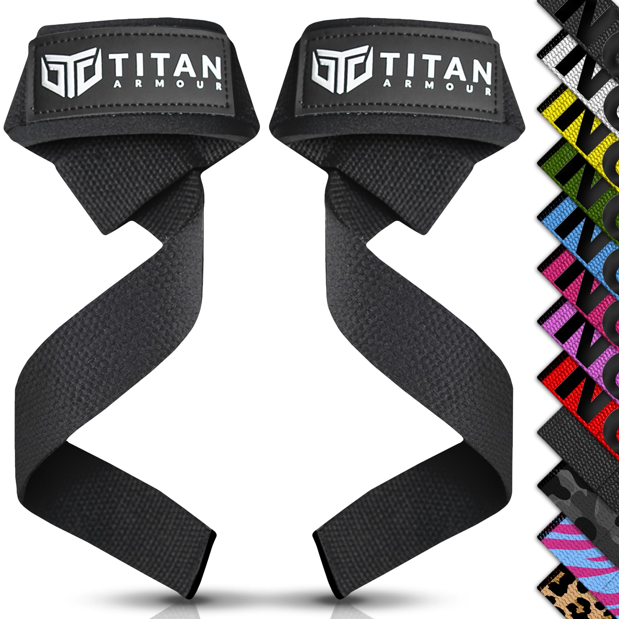 Titan Armour® Weight Lifting Straps, Black (No Gel)