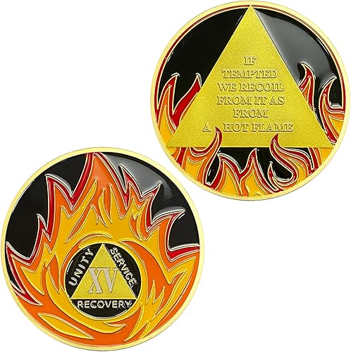 Fichas y medallones de sobriedad AA de 15 años, moneda de recuperación de sobriedad, ficha sobria, regalos de sobriedad para celebrar la