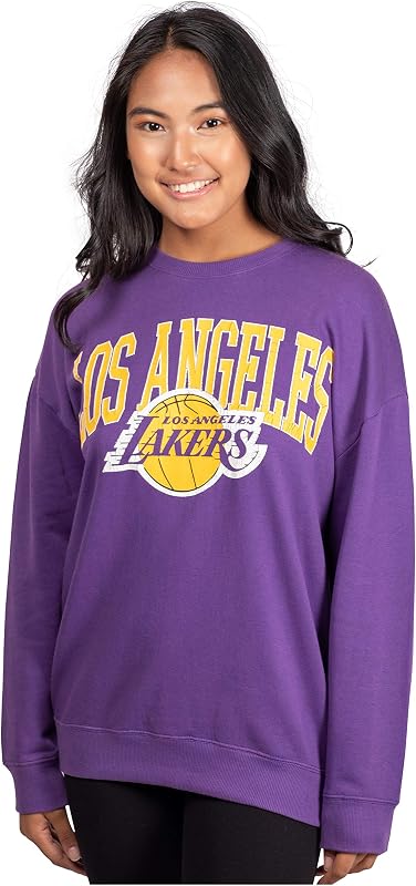 Ultra Game Women's NBA Official Extra Soft Fleece Distressed Oversized Pullover Sweatshirt