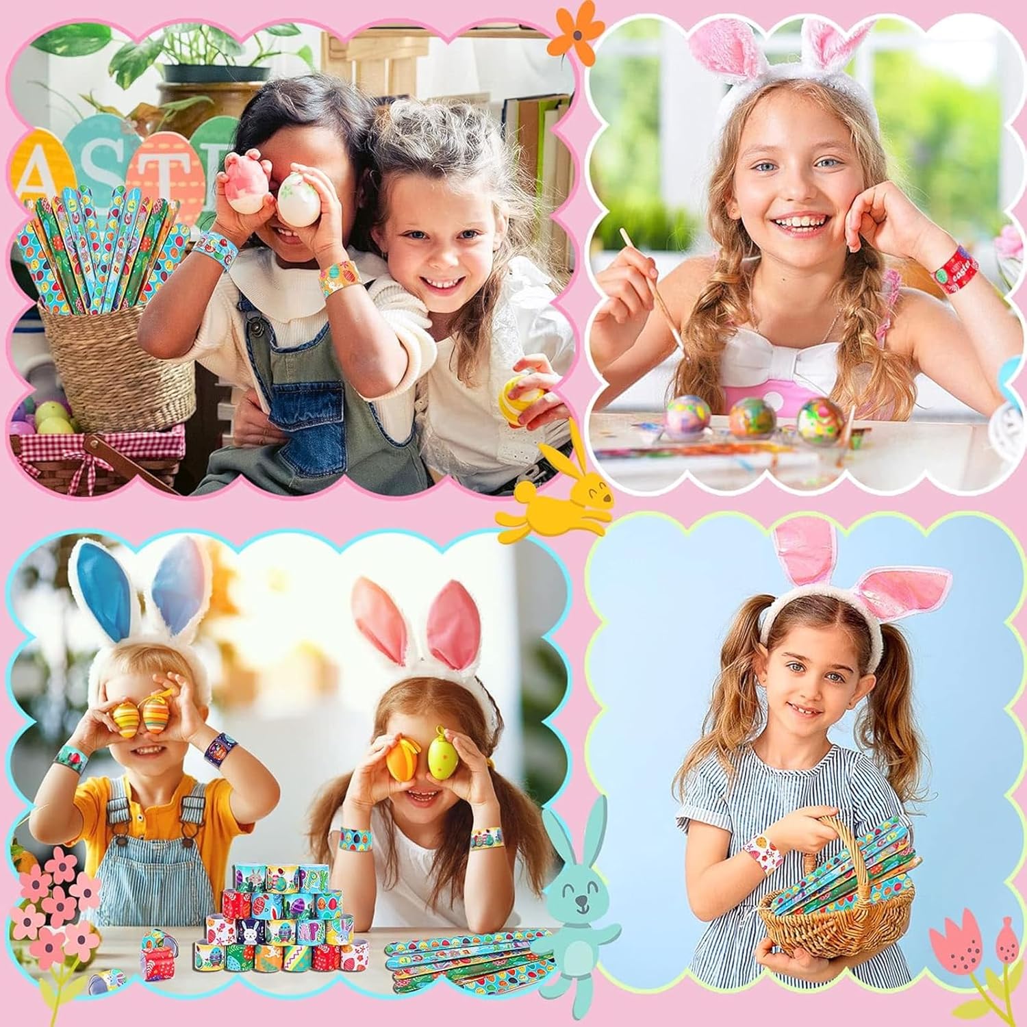 36 Pcs Easter Slap Bracelets Toys Easter Basket Stuffers Egg Fillers Gifts Party Favor
