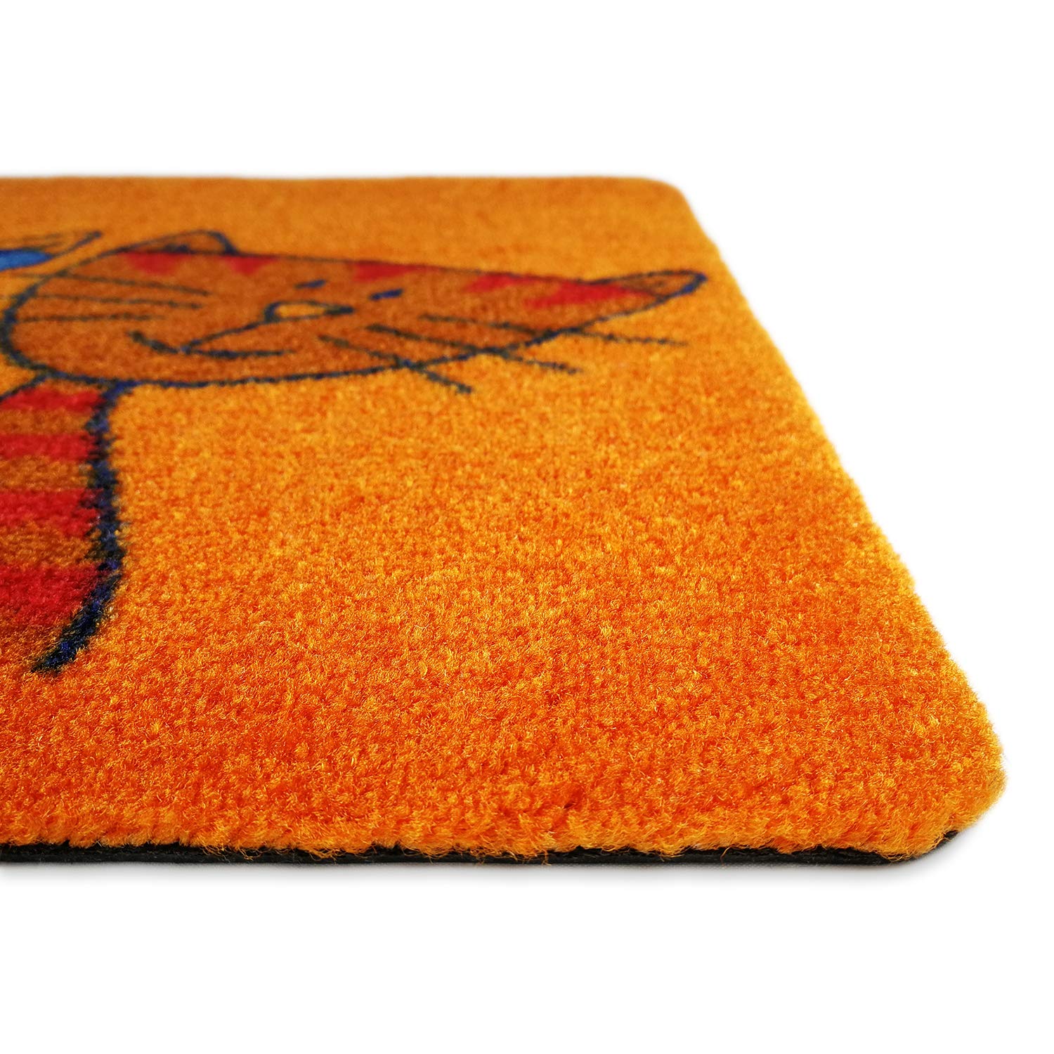 Fußmatte Katze 60 x 90 cm Orange - Fussmatte mit Katzen - rutschfest & waschbar - Schmutzfangmatte für Innen und Außen mit lustigem Motiv