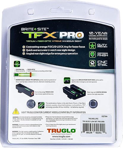 Miniatura 9 de Truglo TFX PRO - Mira de pistola, tritio brillante a prueba de golpes y vista nocturna de fibra óptica para pistolas, compacta, duradera y sin