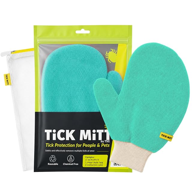 Tick MiTT Guante Quita Garrapatas para Perros, Mascotas y Humanos, Amarillo