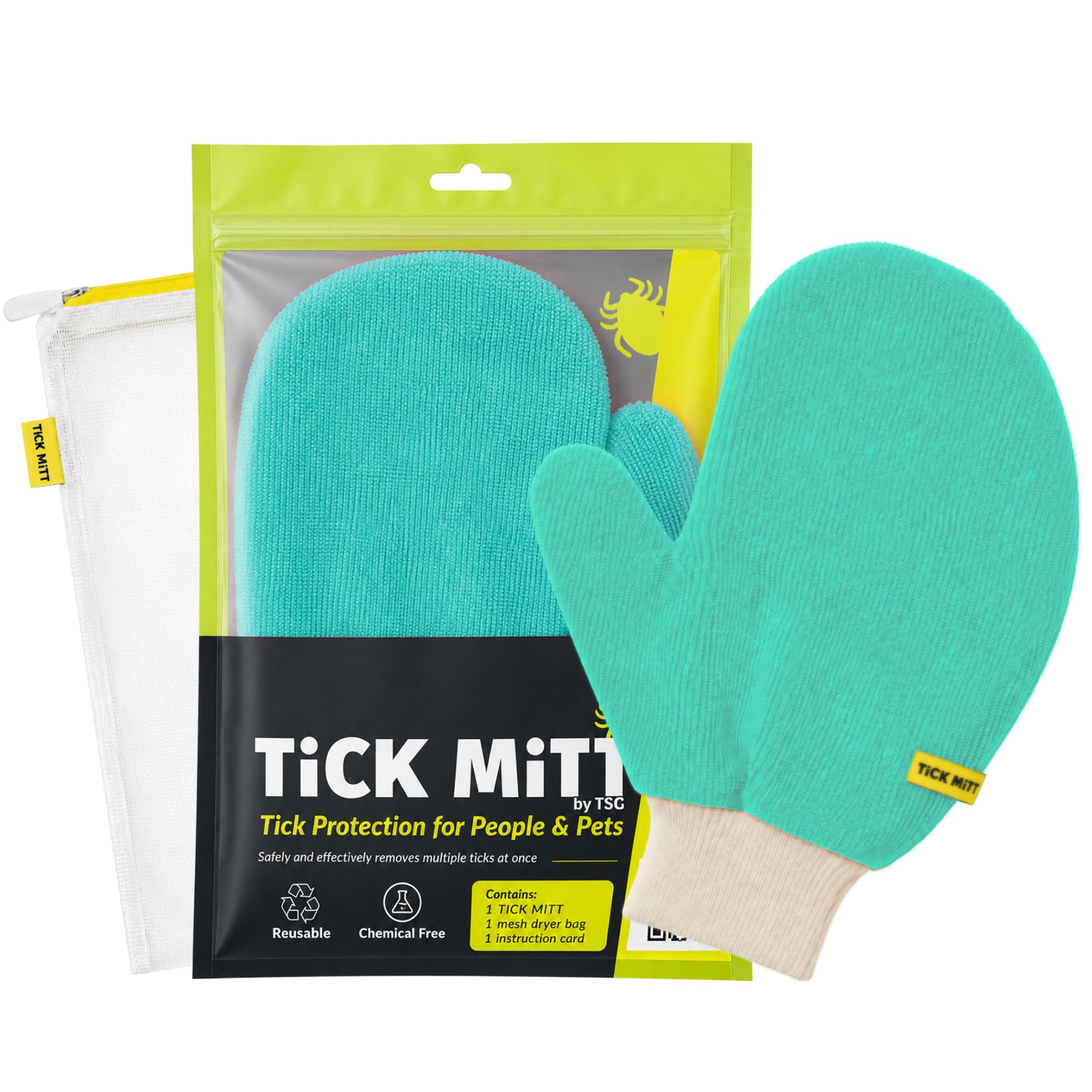 TiCK MiTT Blue Protective Glove for Tick Removal from Pets &amp; Humans - Easy, Gentle, Chemical-Free Tick Handling - Portable &amp; Durable for Outdoor Adventures