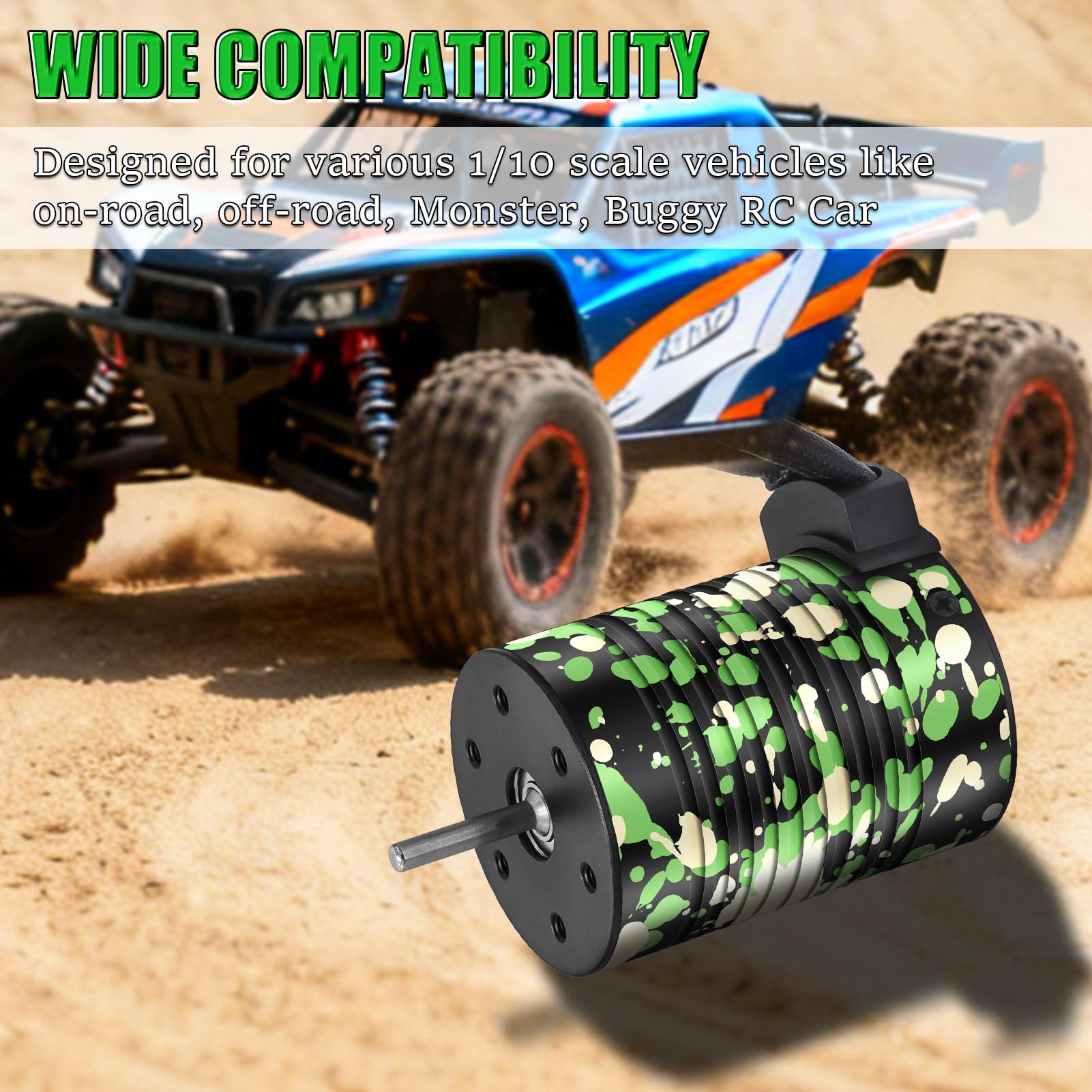 Motor sin escobillas impermeable 3650 3900KV 3.175 mm para coche de carreras RC 1/10 camión todoterreno