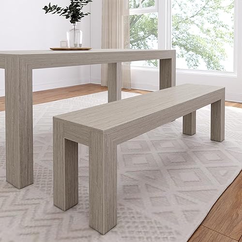 Plank+Beam Banco de comedor de 60 pulgadas para comedor, asiento de comedor de cocina moderna, banco de madera al aire libre, banco de entrada de