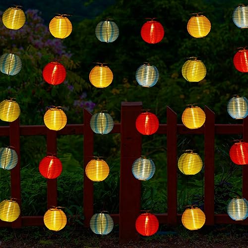 Baquler 2 luces de cadena de faroles chinos de 9.84 pies con 20 mini linternas para exteriores, impermeables, faroles colgantes de nailon a pilas