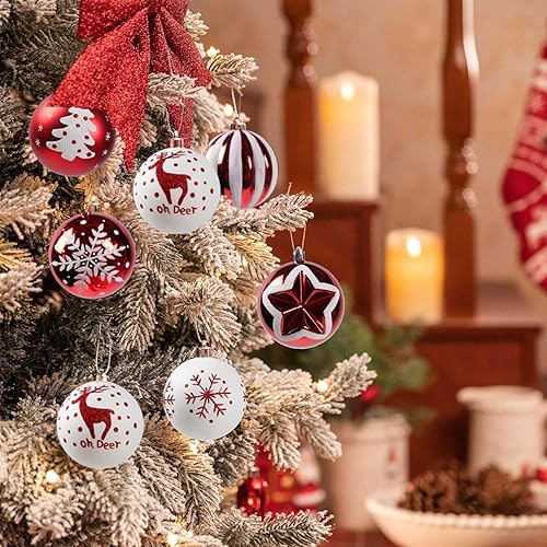Miniatura 6 de Juego de adornos de bola de Navidad, 16 unidades de 3.150 in, elegantes adornos de bolas de árbol de Navidad, adornos colgantes inastillables para
