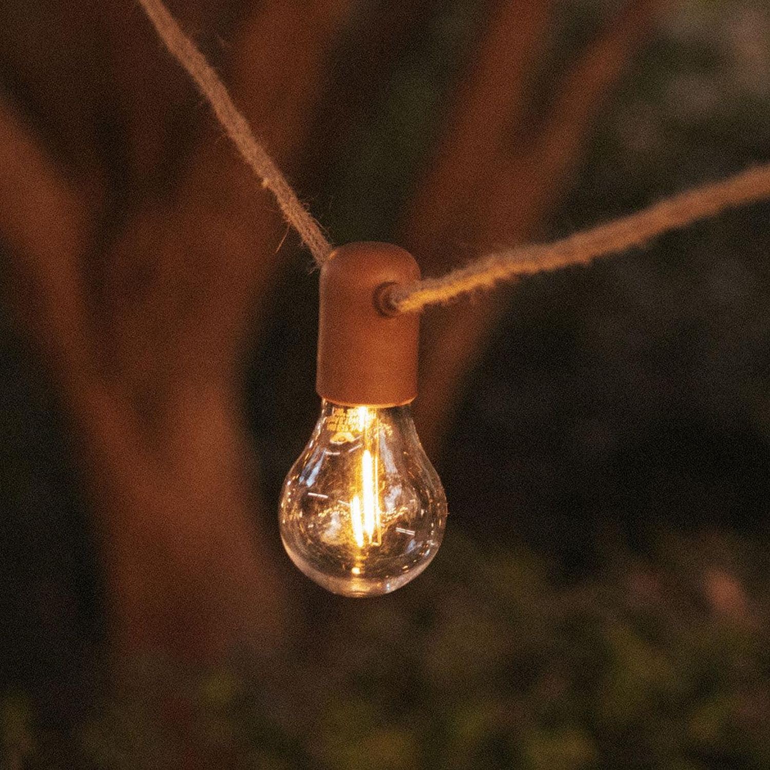 LED Lichterkette außen 5m 10x E27 IP44 Braunbeige 2700 K warmweißes Licht 350 lm mit Stecker Außenlichterkette Garten Balkon Terrasse