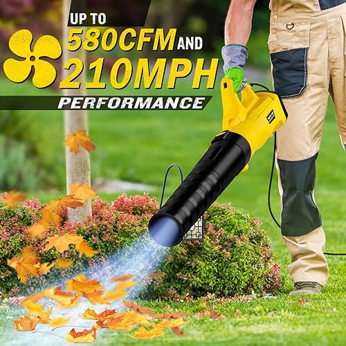 Miniatura 3 de Leaf Blower, 3000W High Power Turbine Handheld Electric Leaf Blower, with 82 feet Extra Long Power Cord, 6-Gear Wind Speed Regulation, for Lawn
