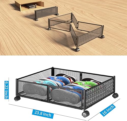 Miniatura 2 de ROUTTOON Contenedores de almacenamiento debajo de la cama con ruedas, almacenamiento de zapatos debajo de la cama, organización de almacenamiento