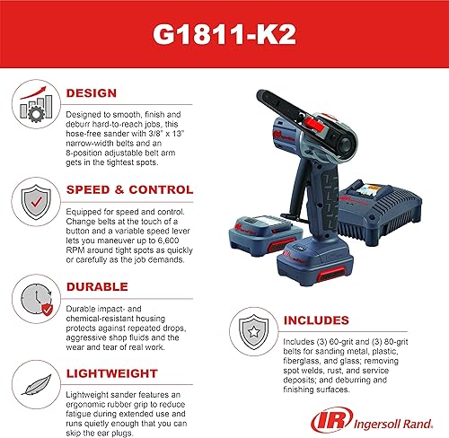 Miniatura 7 de Ingersoll Rand Kit de lijadora de banda G1811-K2 Serie IQV12 G1811