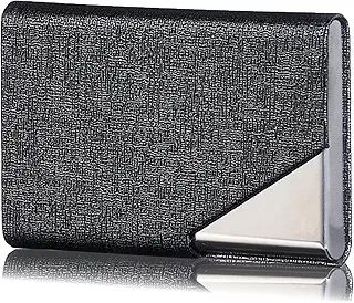 [¢Le portefeuille dusamoural] アルミ × PUレザー 名刺入れ メンズ 薄型 軽量 シンプル ビジネス ギフト (Black)