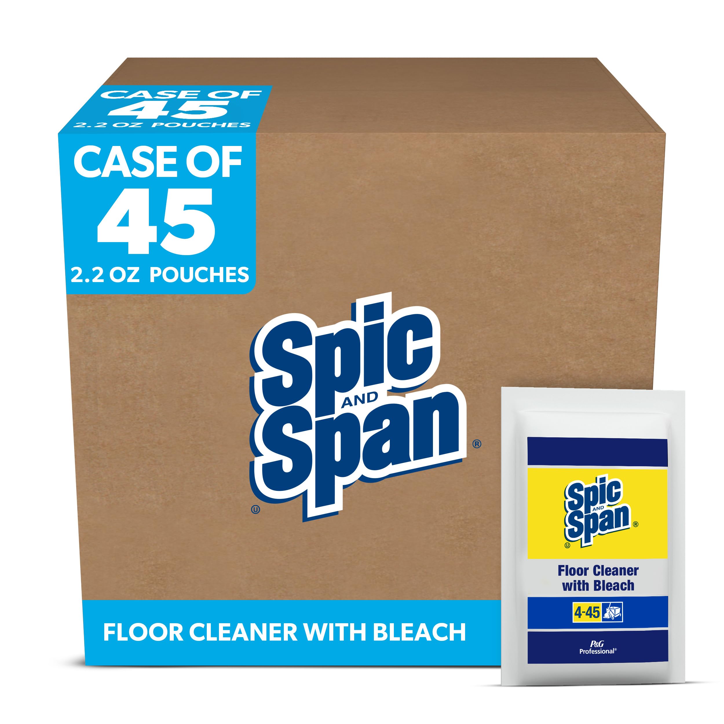 P&G Professional-37000020103 Floor and Multi-Surface Concentrate Cleaner from Spic and Span Professional, Bulk Cleaner with Bleach for Kitchen, Bathroom and Unwaxed Wood Floor Uses, 2.2 oz. Packet (Case of 45)-image-33