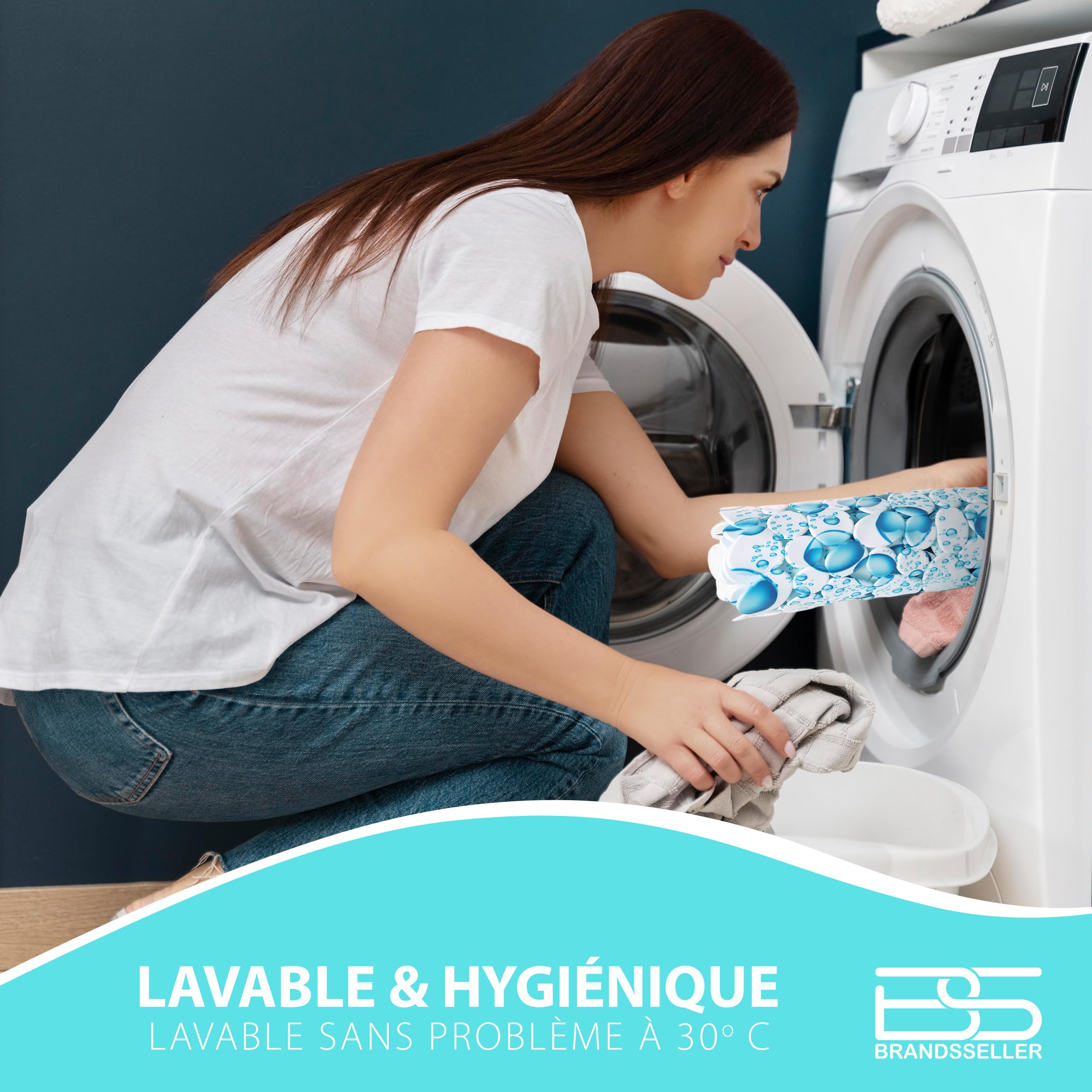 Brandsseller Tapis antidérapant Douche 53x53 cm – en PVC avec ventouses, Lavable à 30 °C, antibactérien et résistant à la moisissure – Tapis de Douche sécurisé et hygiénique – Motif : Gouttes