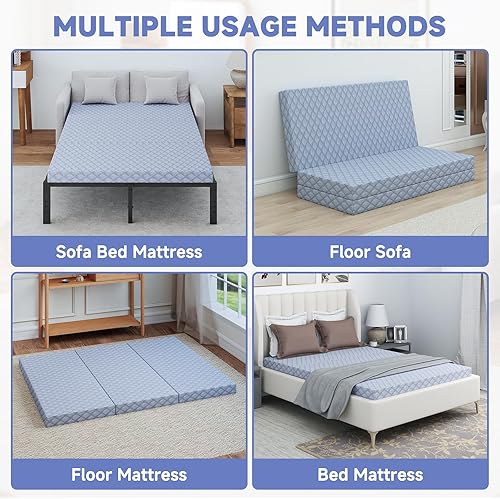 Miniatura 7 de SUNYRISY Colchón futón japonés, colchón plegable grueso, cubrecolchón enrollable para dormir, tapete de tatami, tumbona de suelo, cama de invitados