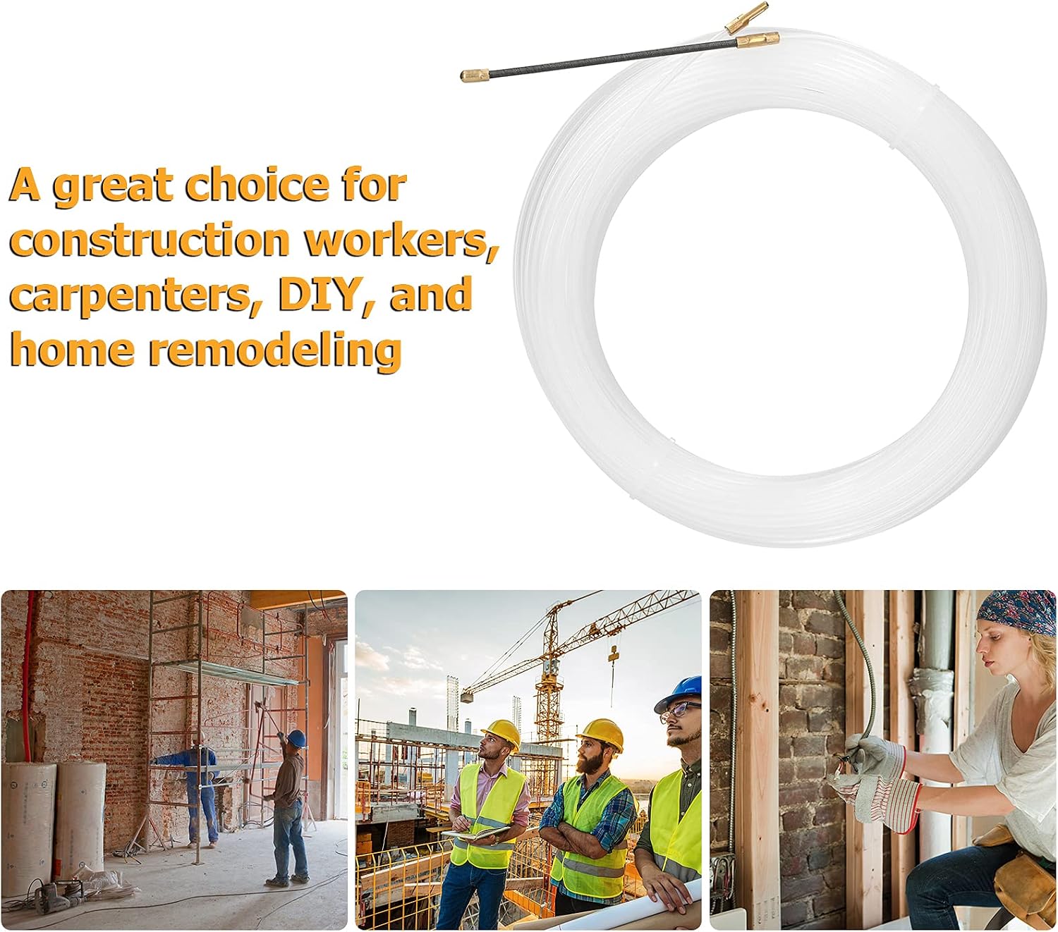 Cable Puller, 30m Fish Tape Wire Puller Cable Pulling Tool Through Wall ABS Plastic Wire Threader Electrical Wires Running Puller for Drywall Ceiling Conduit