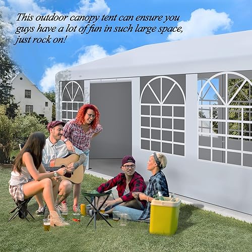 Miniatura 9 de GARTOO Tienda de campaña y cochera de 13 x 26 pies, cenador de boda resistente al aire libre con 4 bolsas de arena, toldo de refugio para eventos al