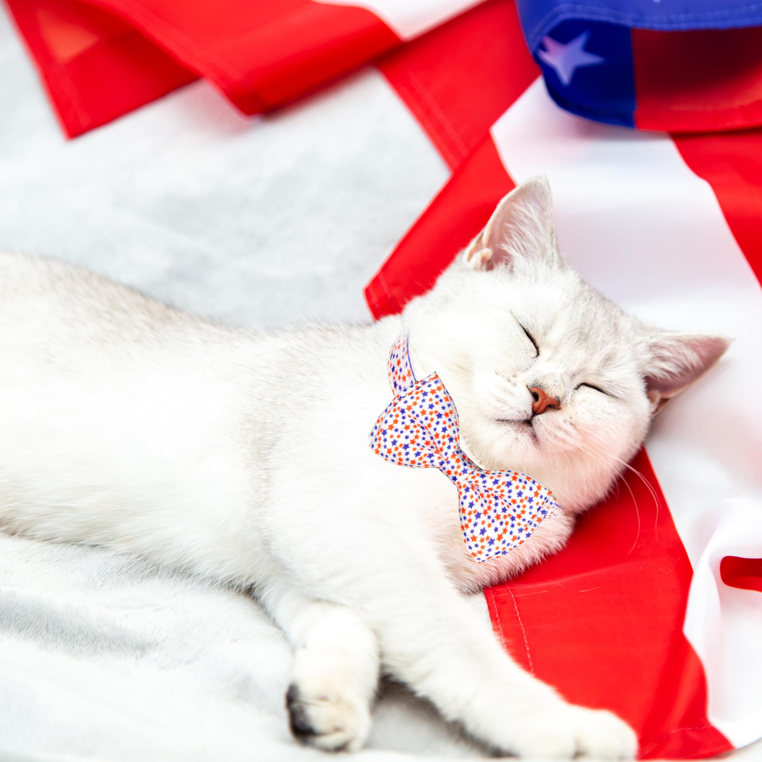 PTDECOR American Flag Cat Collar Breakaway With Bow Tie & Bell - Patriotic 4th Of July Collar For Cats - View #9